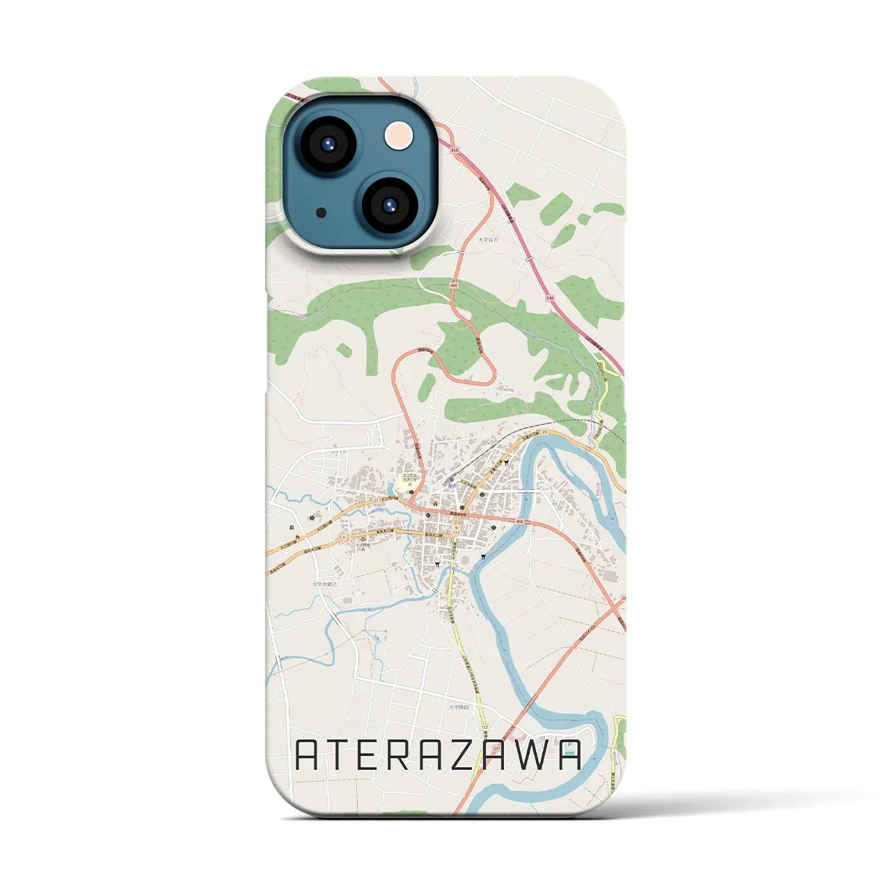 【左沢(山形県)】地図柄iPhoneケース(バックカバータイプ)
