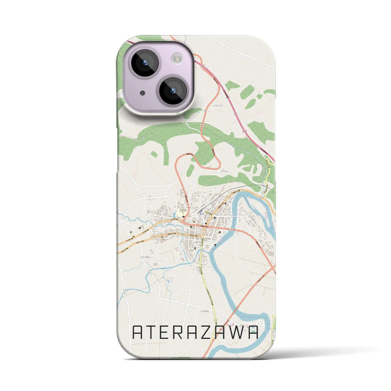 【左沢(山形県)】地図柄iPhoneケース(バックカバータイプ)