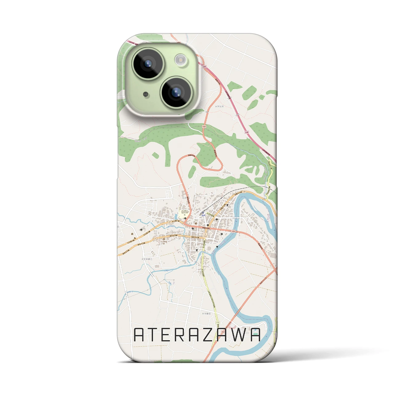 【左沢(山形県)】地図柄iPhoneケース(バックカバータイプ)