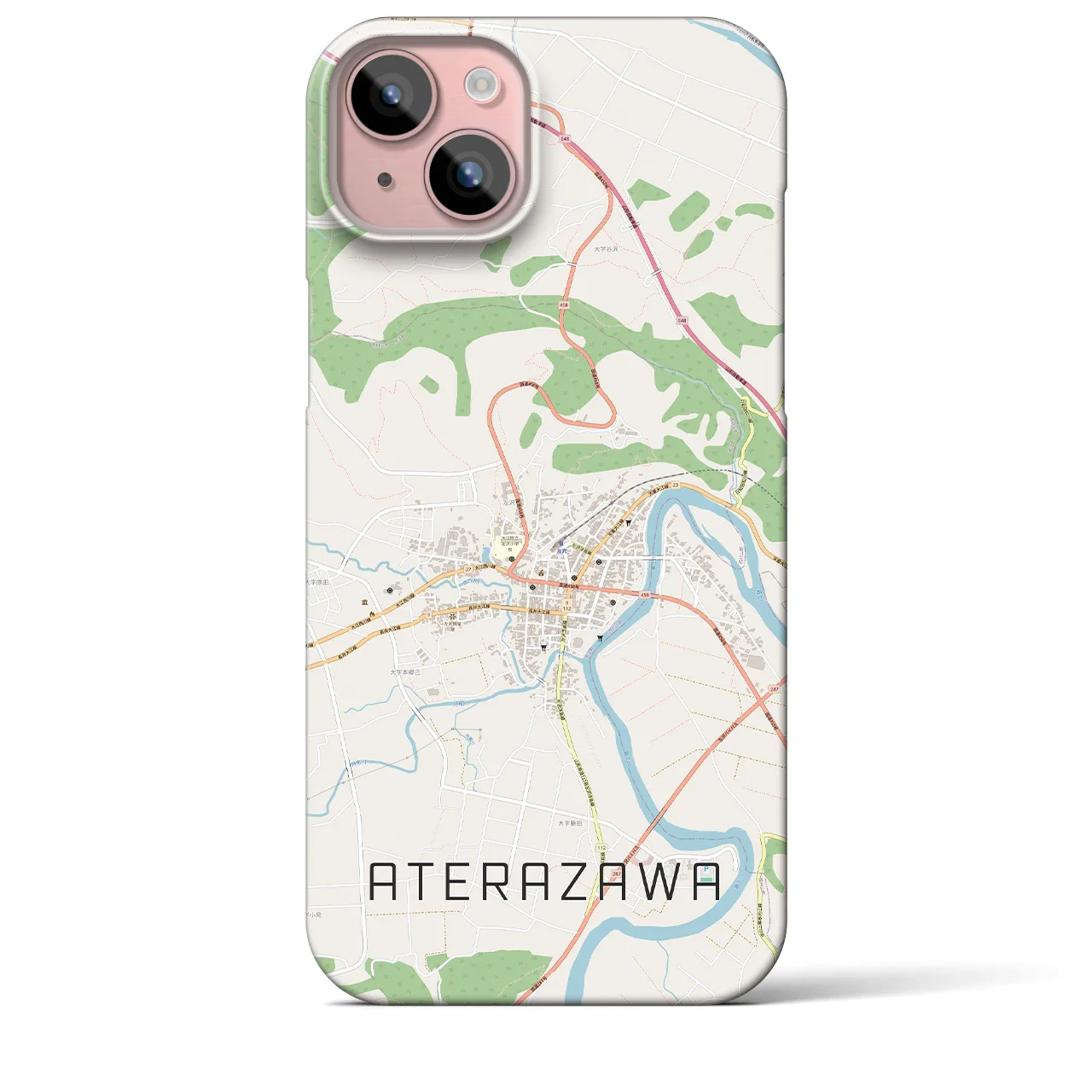 【左沢(山形県)】地図柄iPhoneケース(バックカバータイプ)