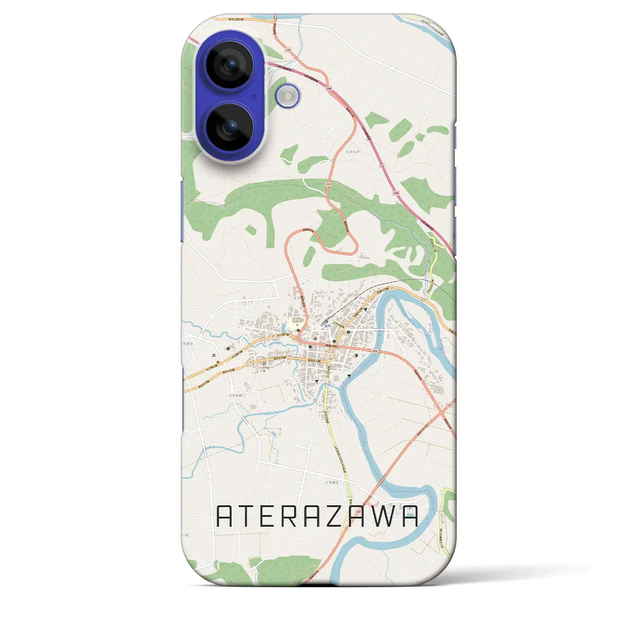 【左沢(山形県)】地図柄iPhoneケース(バックカバータイプ)ブラック・iPhone 16 Pro Max 用