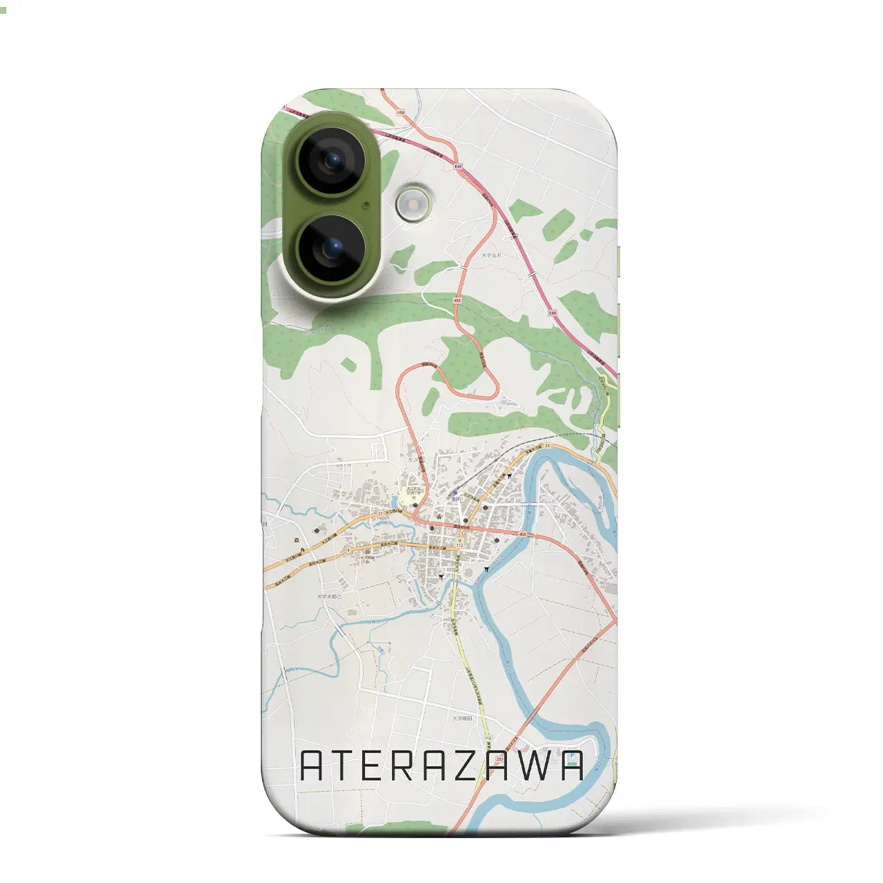 【左沢(山形県)】地図柄iPhoneケース(バックカバータイプ)