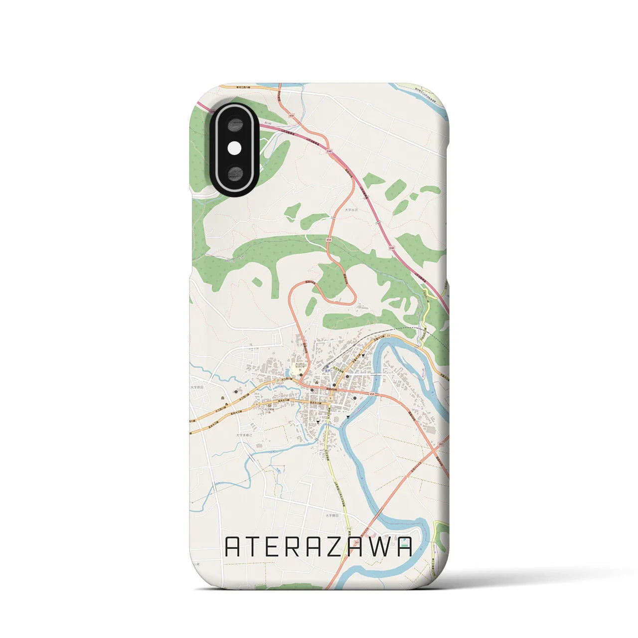 【左沢(山形県)】地図柄iPhoneケース(バックカバータイプ)