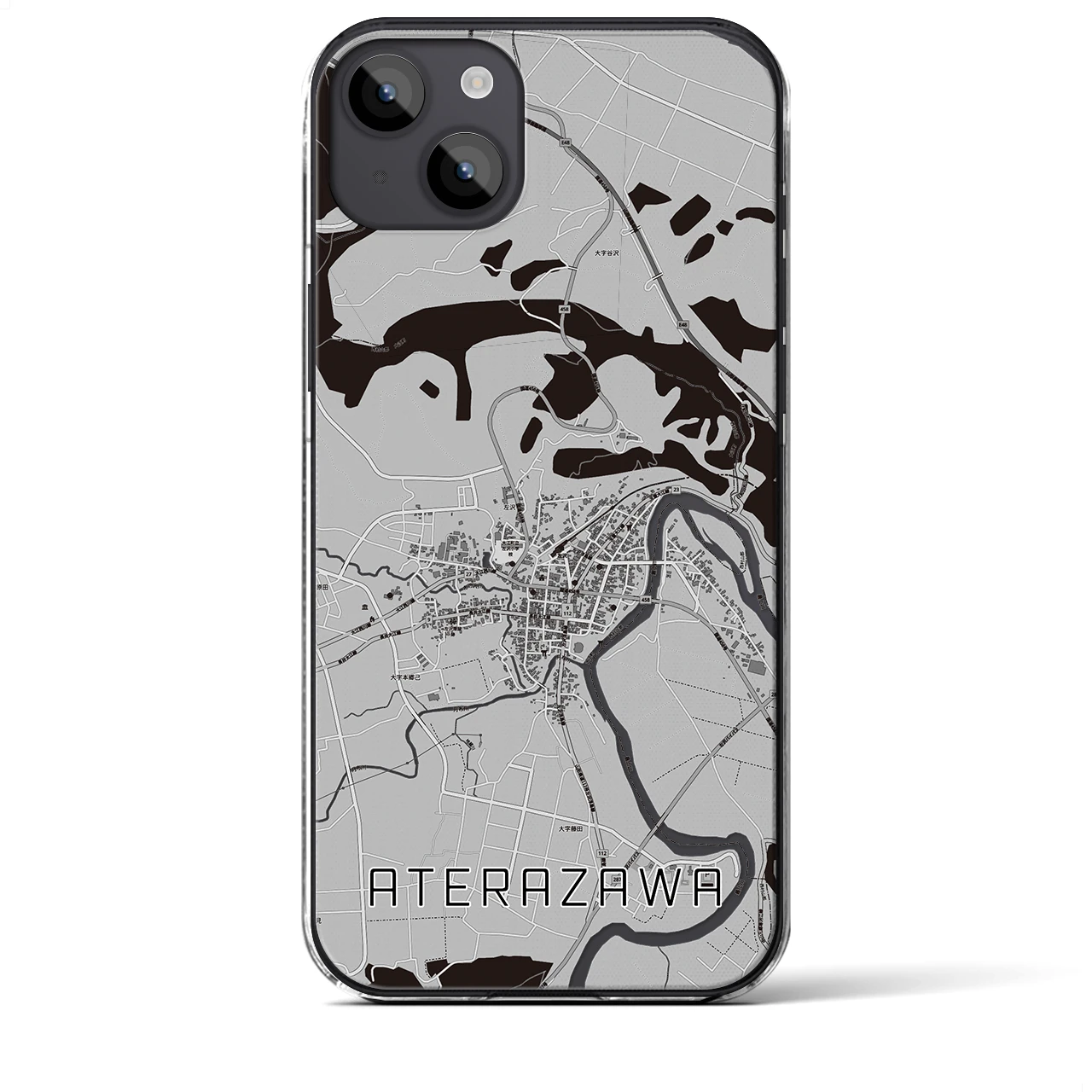 【左沢(山形県)】地図柄iPhoneケース(クリアタイプ)