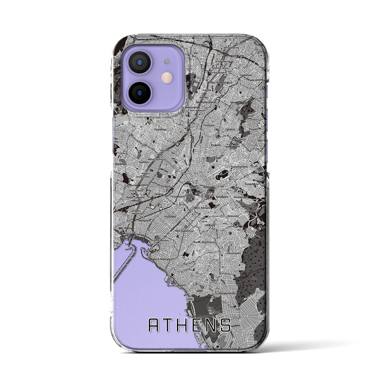 【アテネ(ギリシャ)】地図柄iPhoneケース(クリアタイプ)