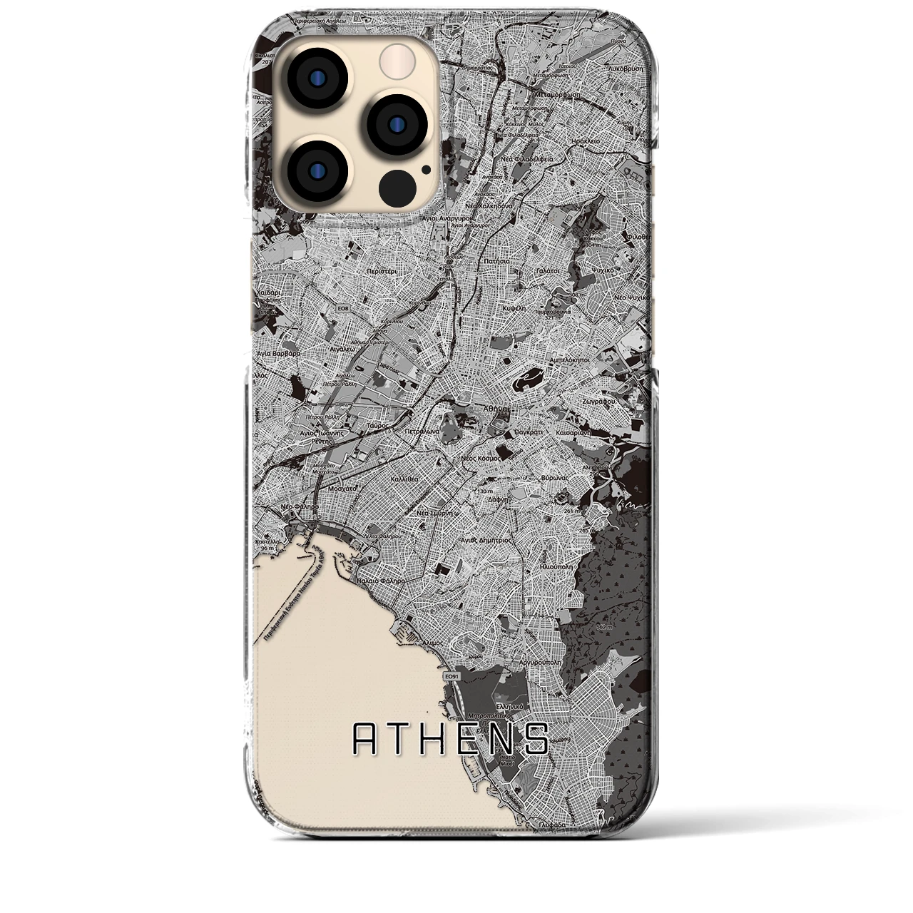 【アテネ(ギリシャ)】地図柄iPhoneケース(クリアタイプ)