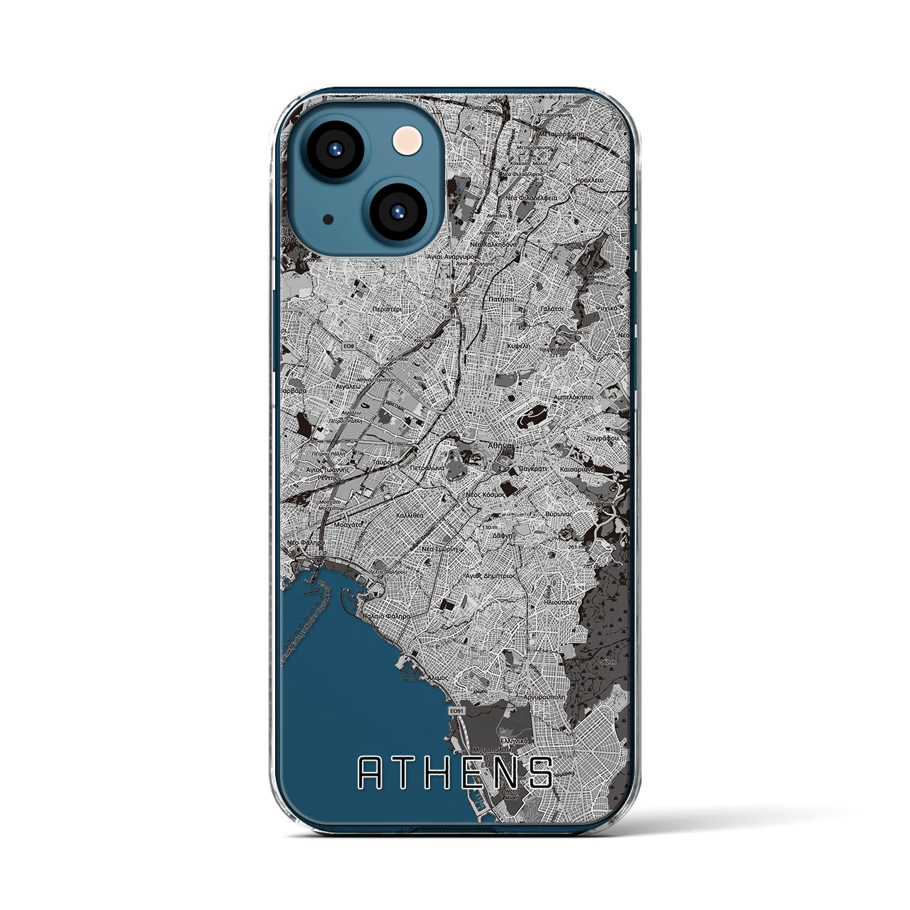 【アテネ(ギリシャ)】地図柄iPhoneケース(クリアタイプ)