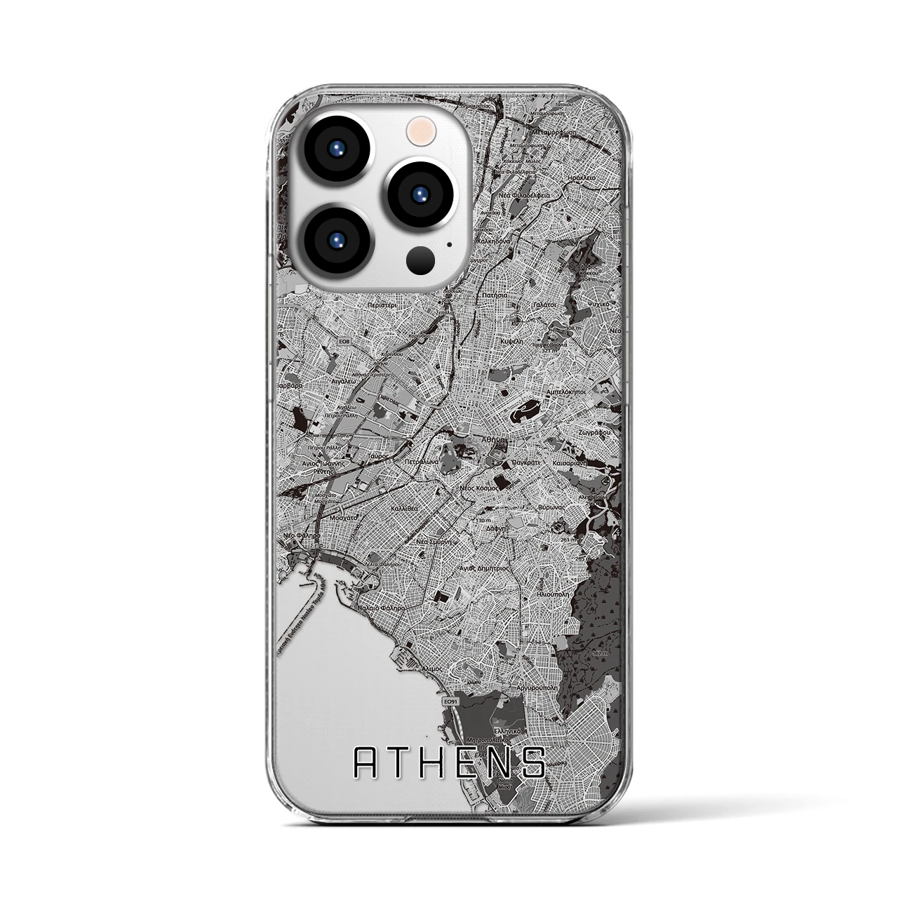 【アテネ(ギリシャ)】地図柄iPhoneケース(クリアタイプ)