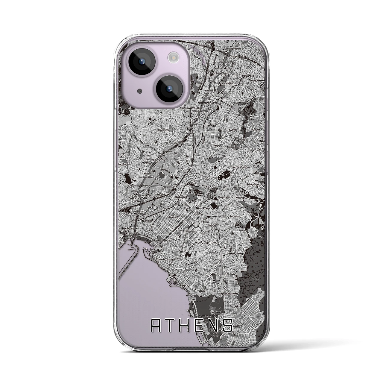 【アテネ(ギリシャ)】地図柄iPhoneケース(クリアタイプ)