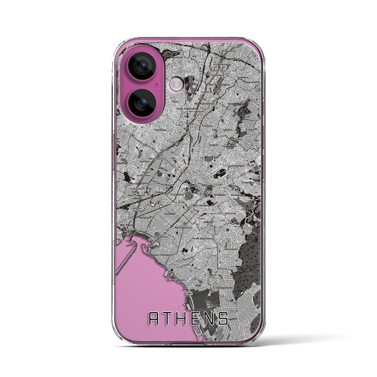 【アテネ(ギリシャ)】地図柄iPhoneケース(クリアタイプ)