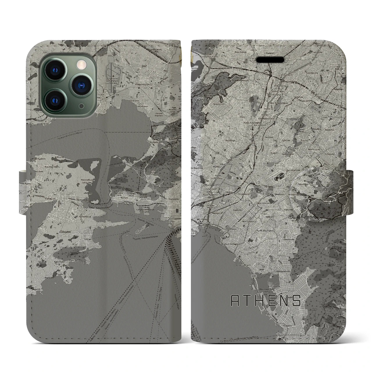 【アテネ(ギリシャ)】地図柄iPhoneケース(手帳タイプ)