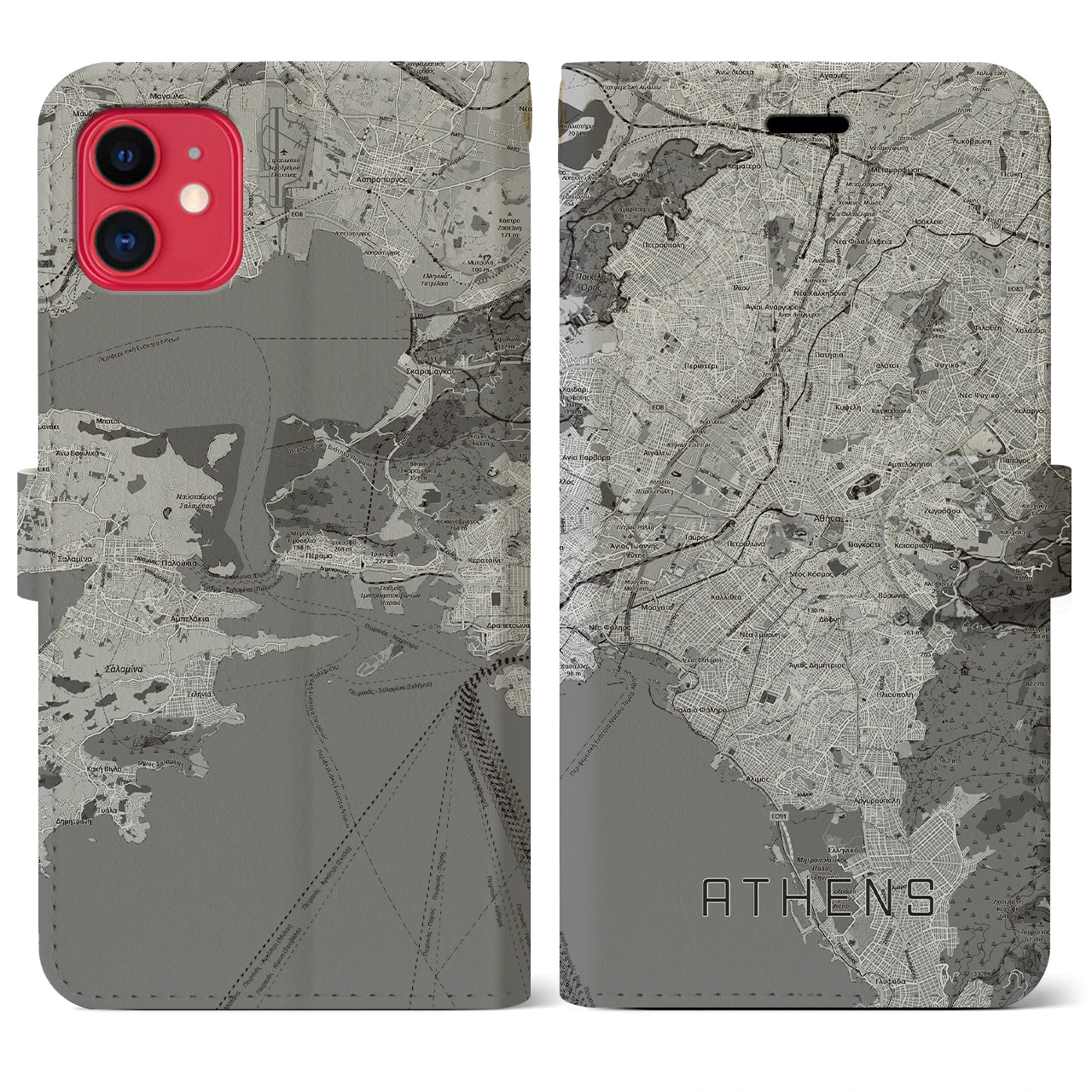 【アテネ(ギリシャ)】地図柄iPhoneケース(手帳タイプ)