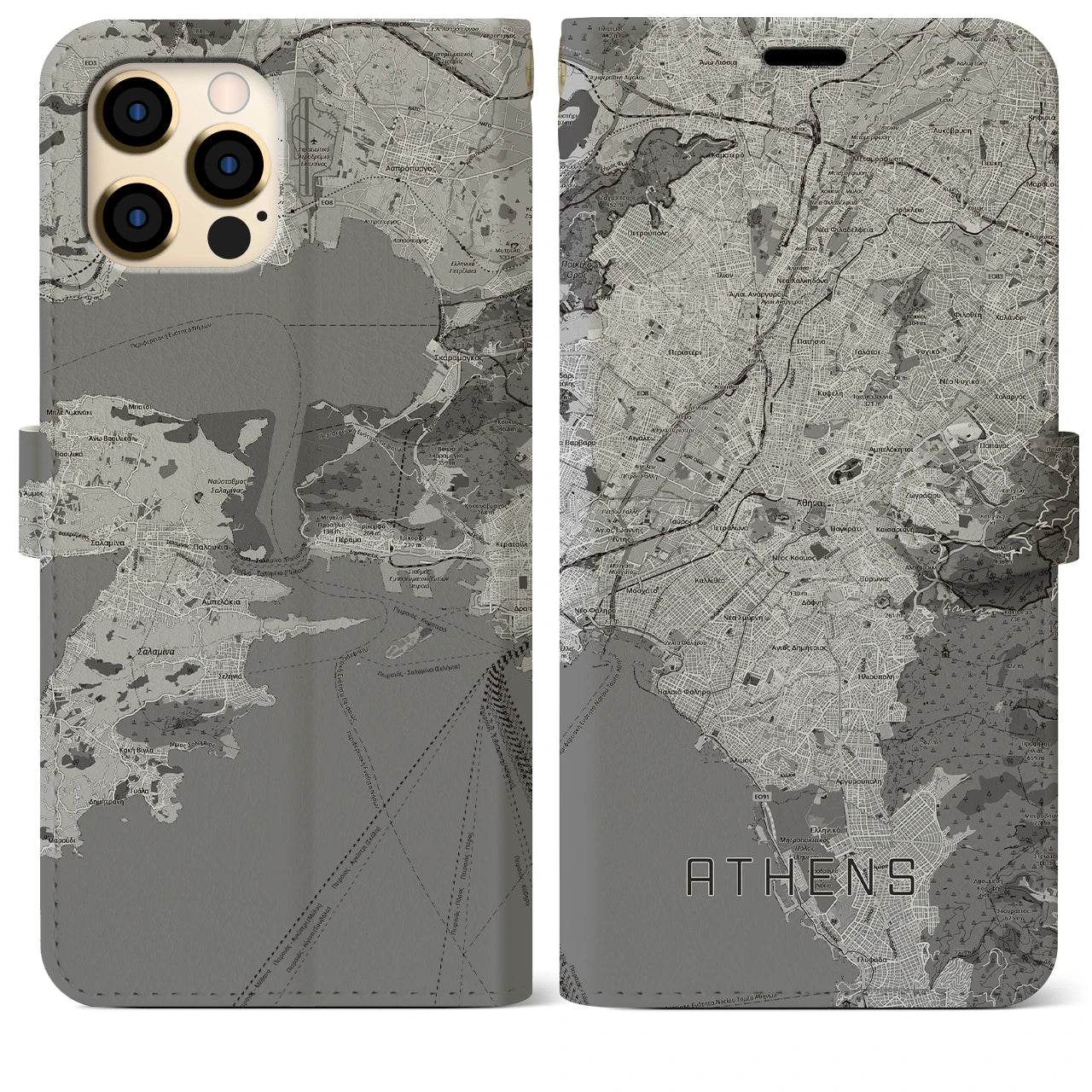 【アテネ(ギリシャ)】地図柄iPhoneケース(手帳タイプ)