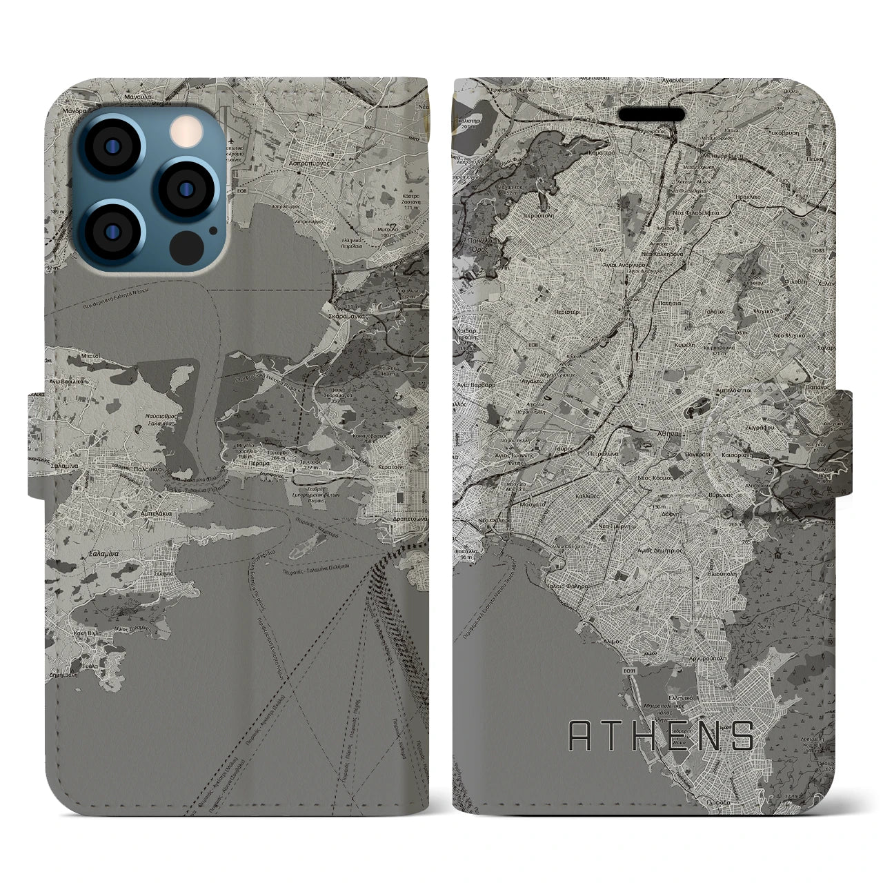 【アテネ(ギリシャ)】地図柄iPhoneケース(手帳タイプ)