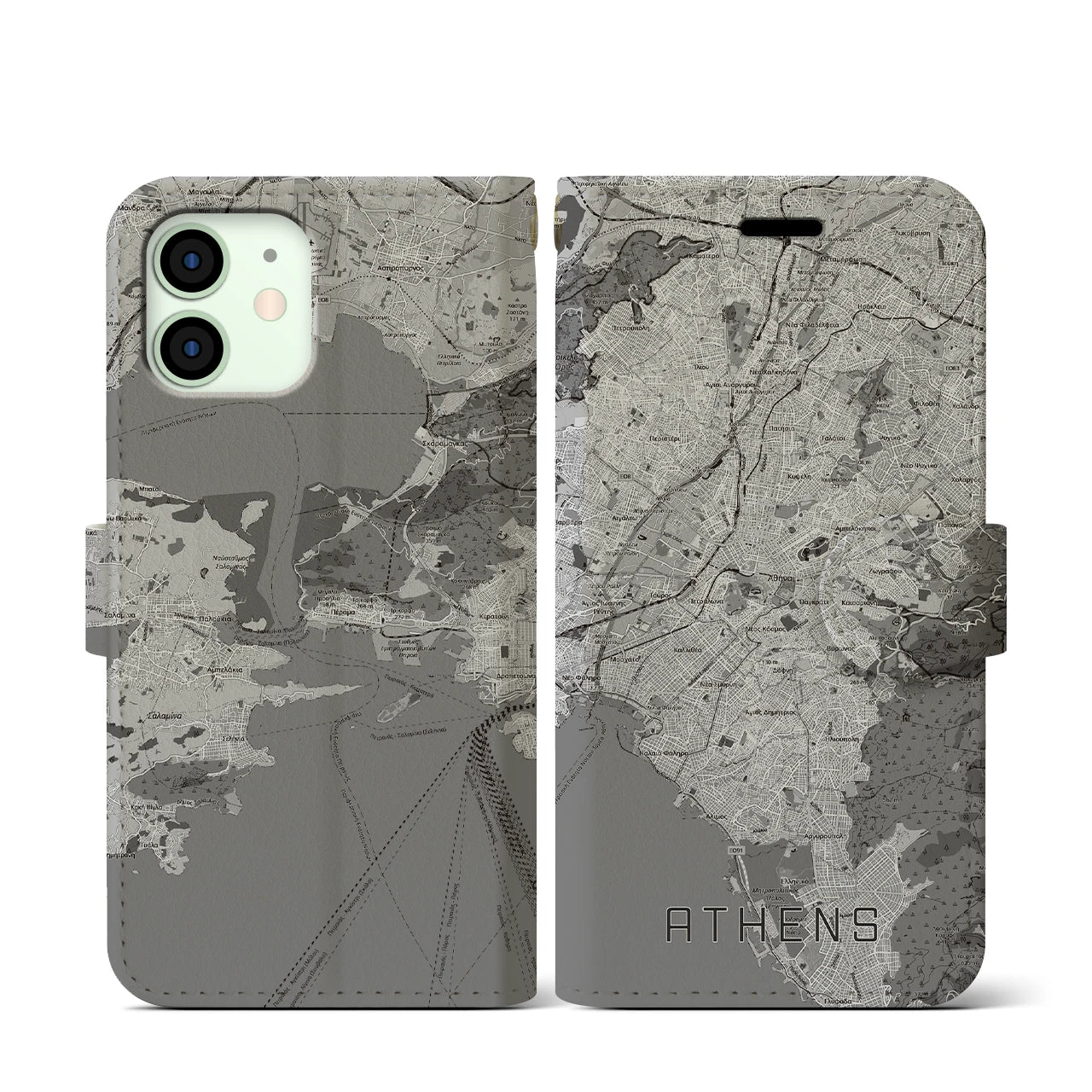 【アテネ(ギリシャ)】地図柄iPhoneケース(手帳タイプ)