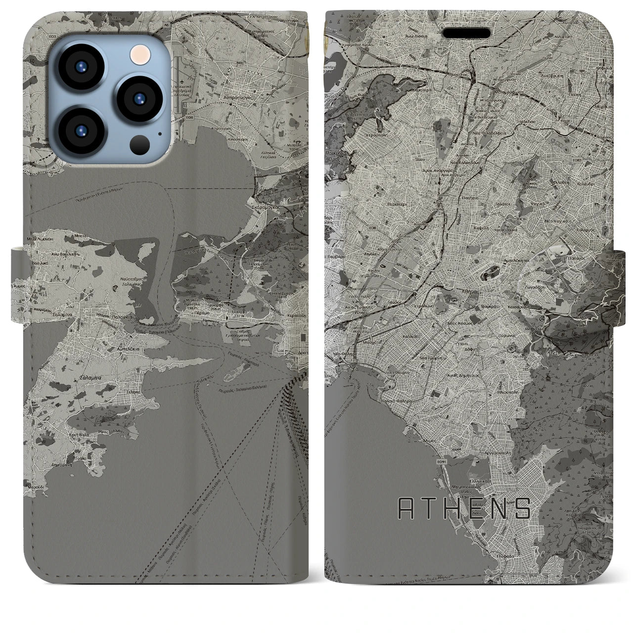 【アテネ(ギリシャ)】地図柄iPhoneケース(手帳タイプ)