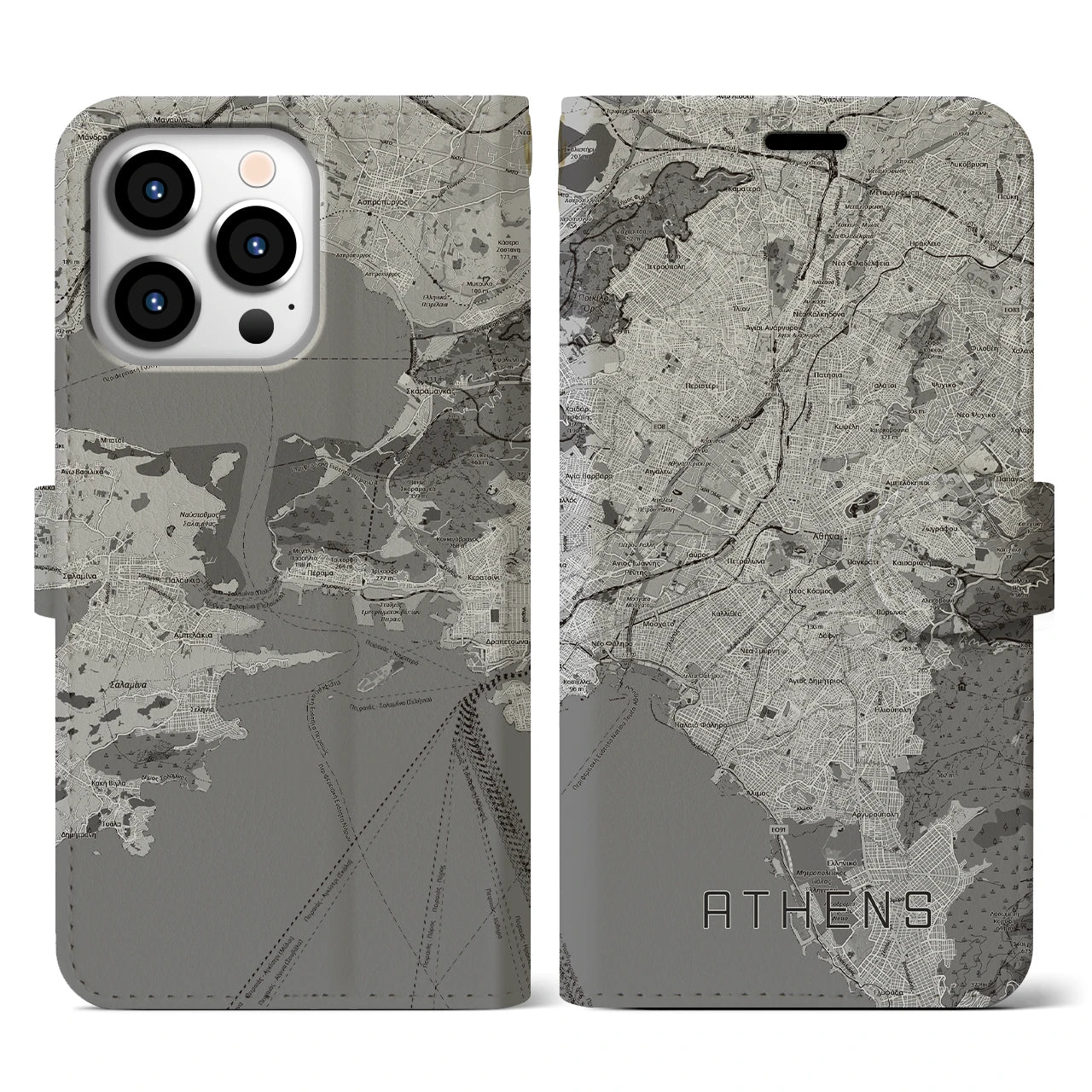 【アテネ(ギリシャ)】地図柄iPhoneケース(手帳タイプ)