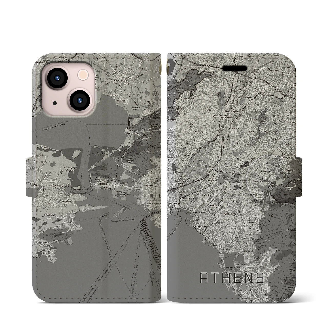 【アテネ(ギリシャ)】地図柄iPhoneケース(手帳タイプ)