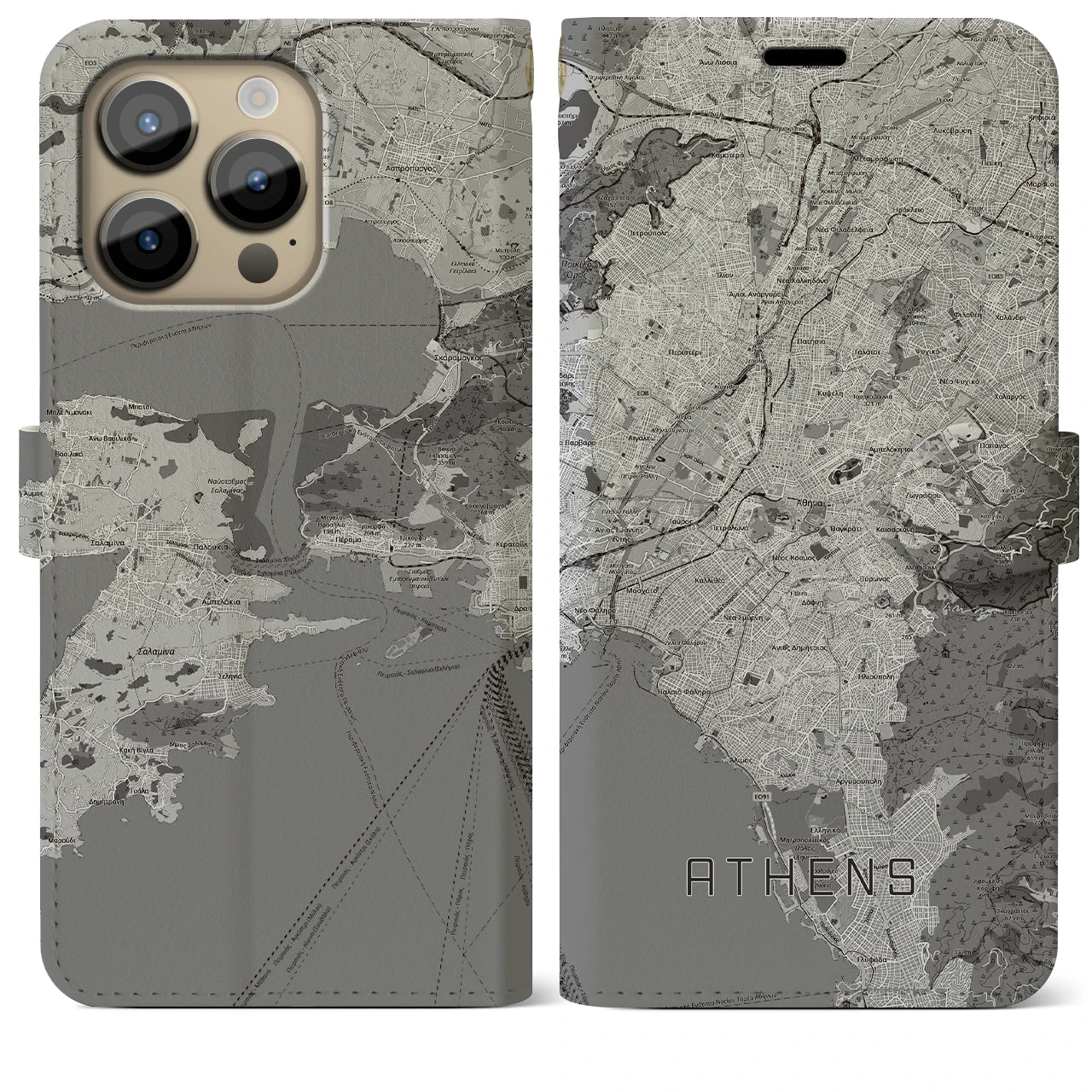 【アテネ(ギリシャ)】地図柄iPhoneケース(手帳タイプ)