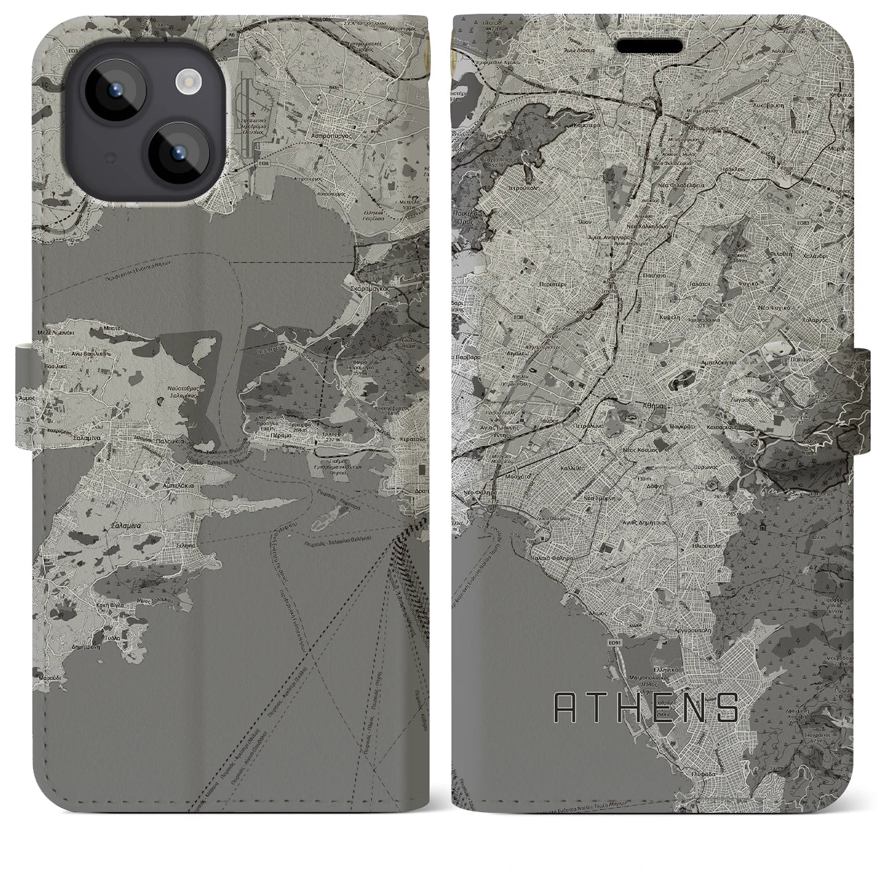 【アテネ(ギリシャ)】地図柄iPhoneケース(手帳タイプ)