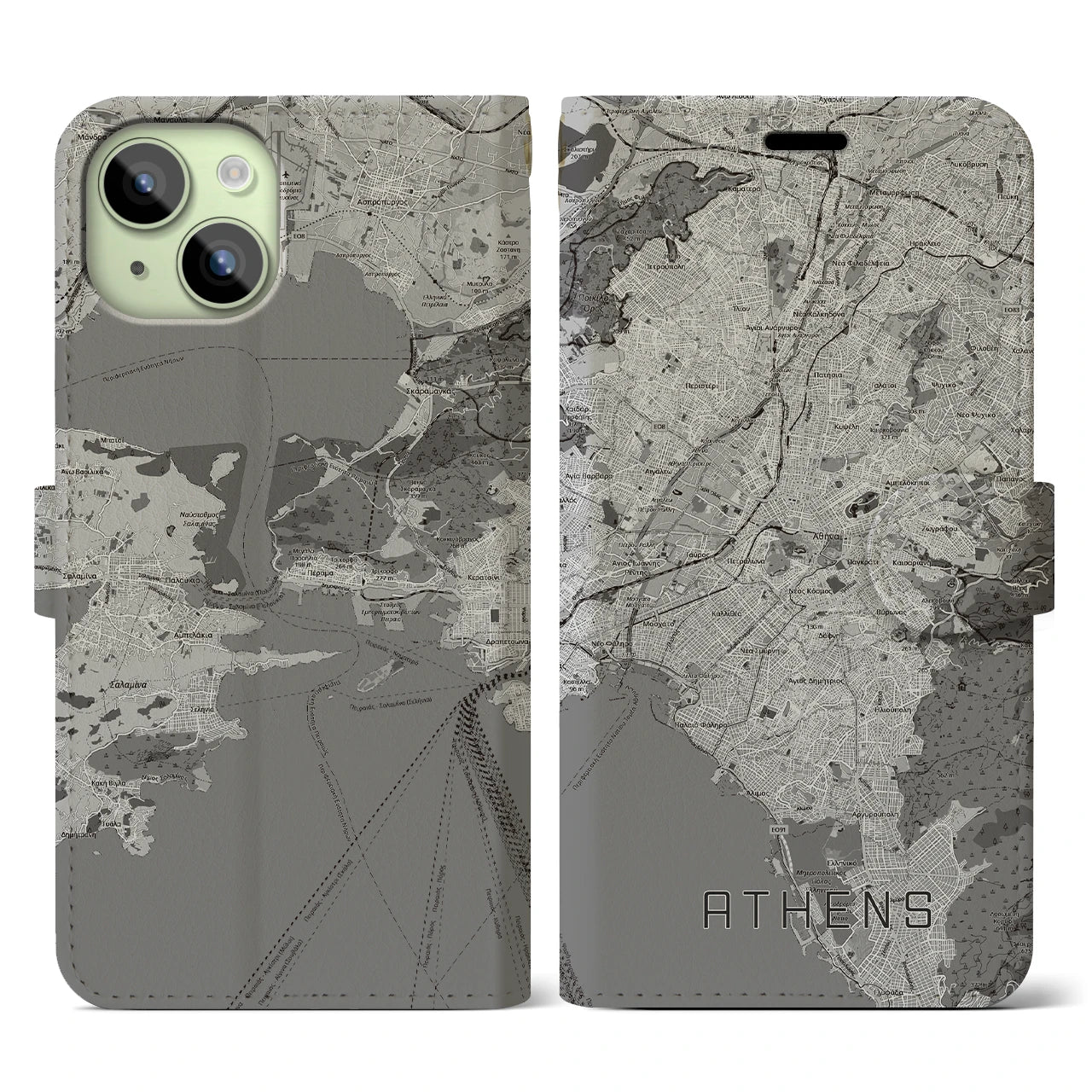 【アテネ(ギリシャ)】地図柄iPhoneケース(手帳タイプ)