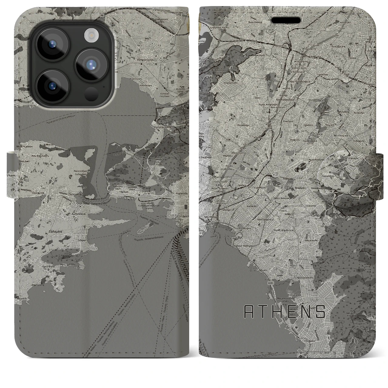 【アテネ(ギリシャ)】地図柄iPhoneケース(手帳タイプ)