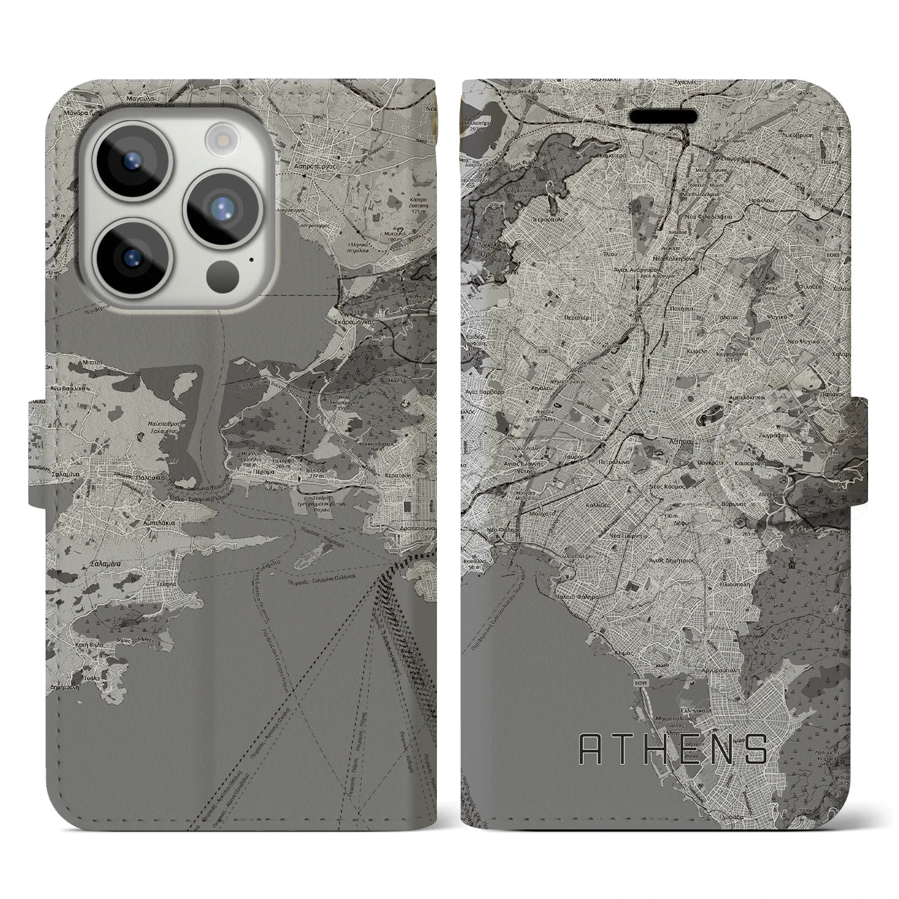 【アテネ(ギリシャ)】地図柄iPhoneケース(手帳タイプ)