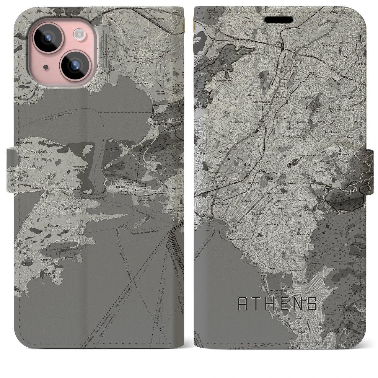 【アテネ(ギリシャ)】地図柄iPhoneケース(手帳タイプ)