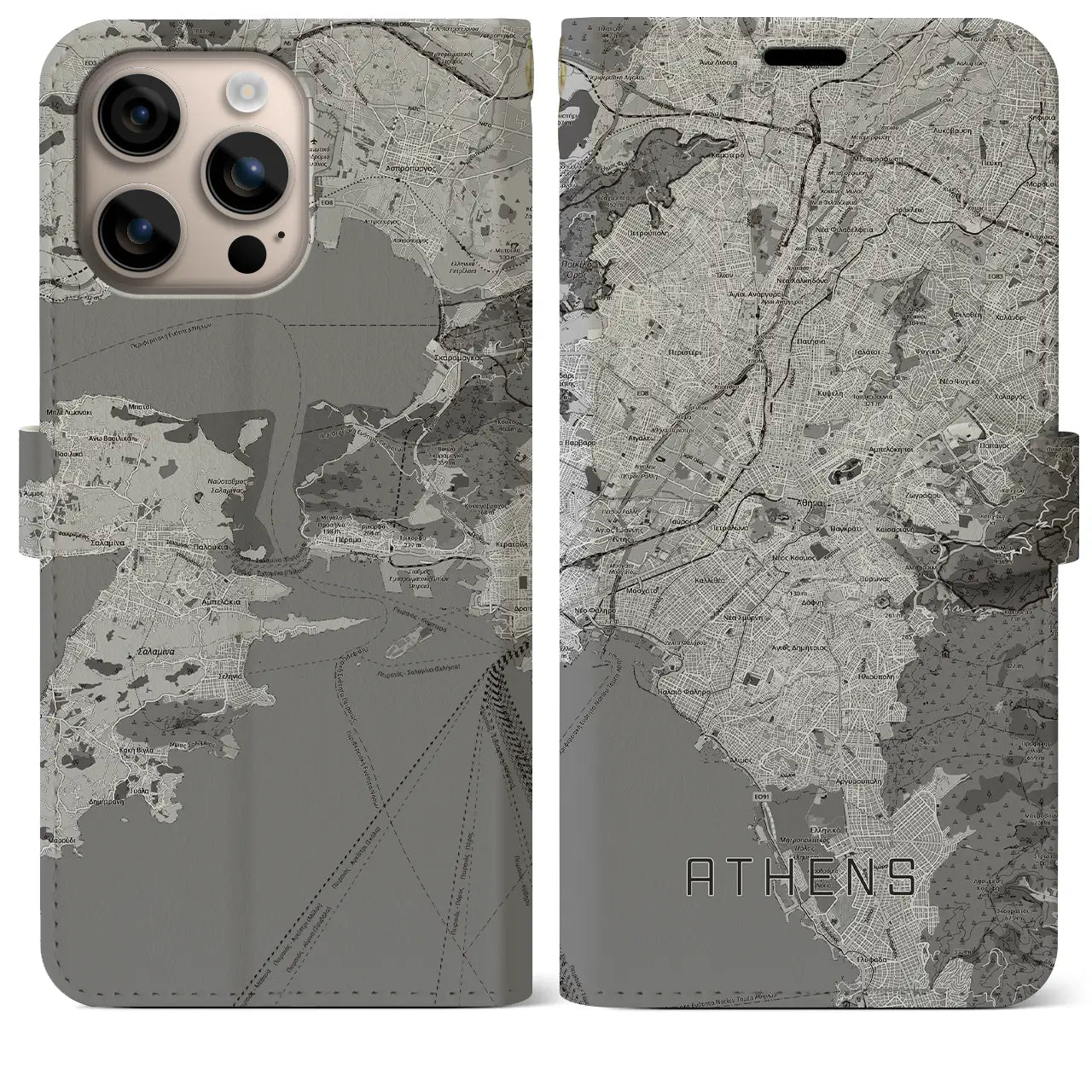 【アテネ(ギリシャ)】地図柄iPhoneケース(手帳タイプ)