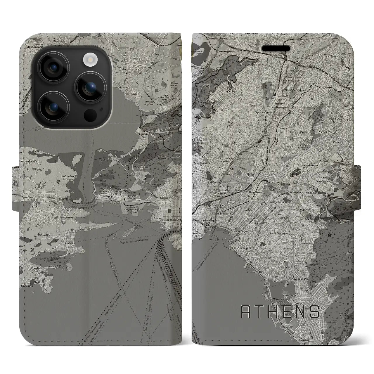 【アテネ(ギリシャ)】地図柄iPhoneケース(手帳タイプ)