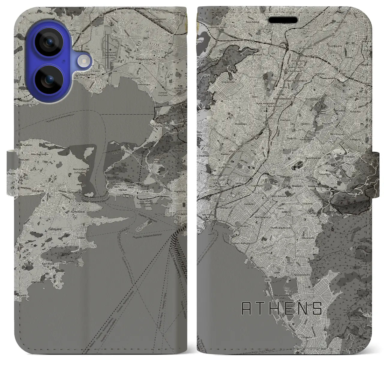 【アテネ(ギリシャ)】地図柄iPhoneケース(手帳タイプ)