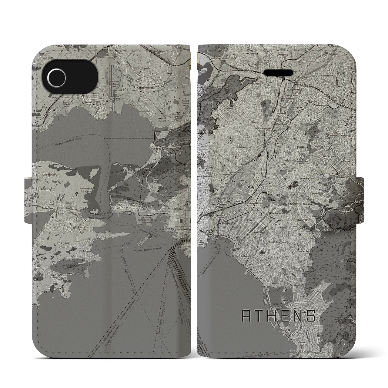 【アテネ(ギリシャ)】地図柄iPhoneケース(手帳タイプ)