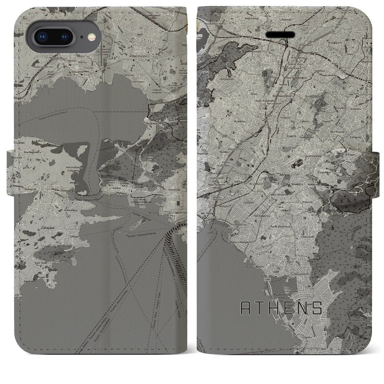 【アテネ(ギリシャ)】地図柄iPhoneケース(手帳タイプ)