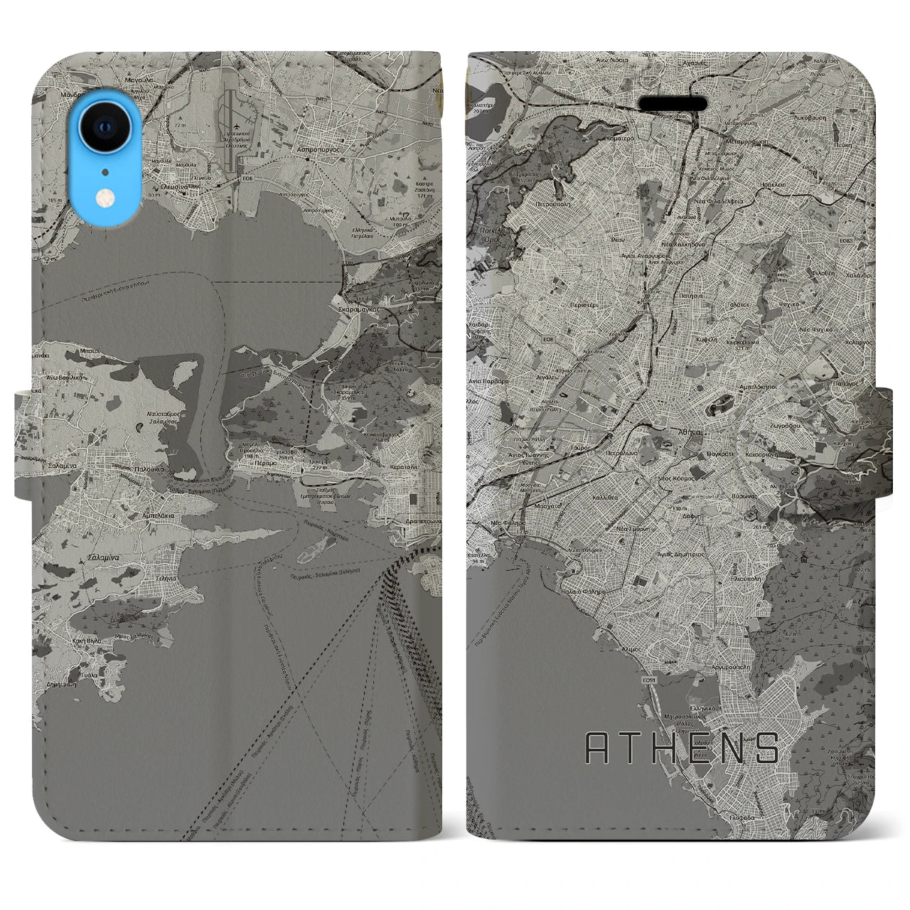 【アテネ(ギリシャ)】地図柄iPhoneケース(手帳タイプ)