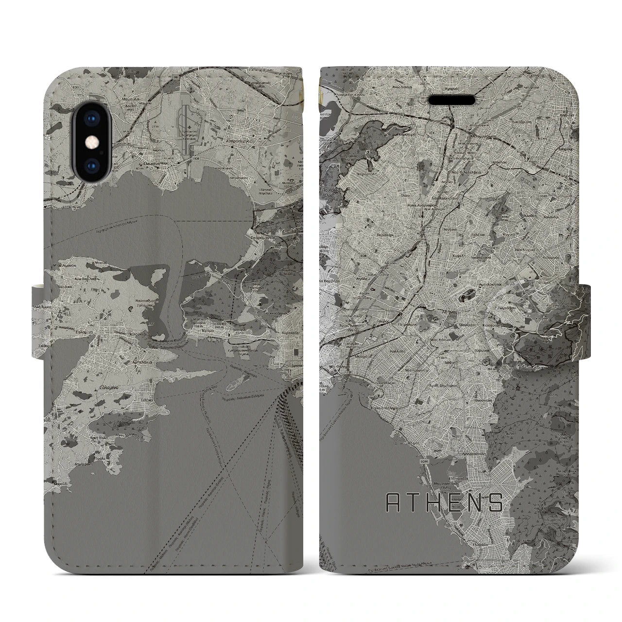 【アテネ(ギリシャ)】地図柄iPhoneケース(手帳タイプ)