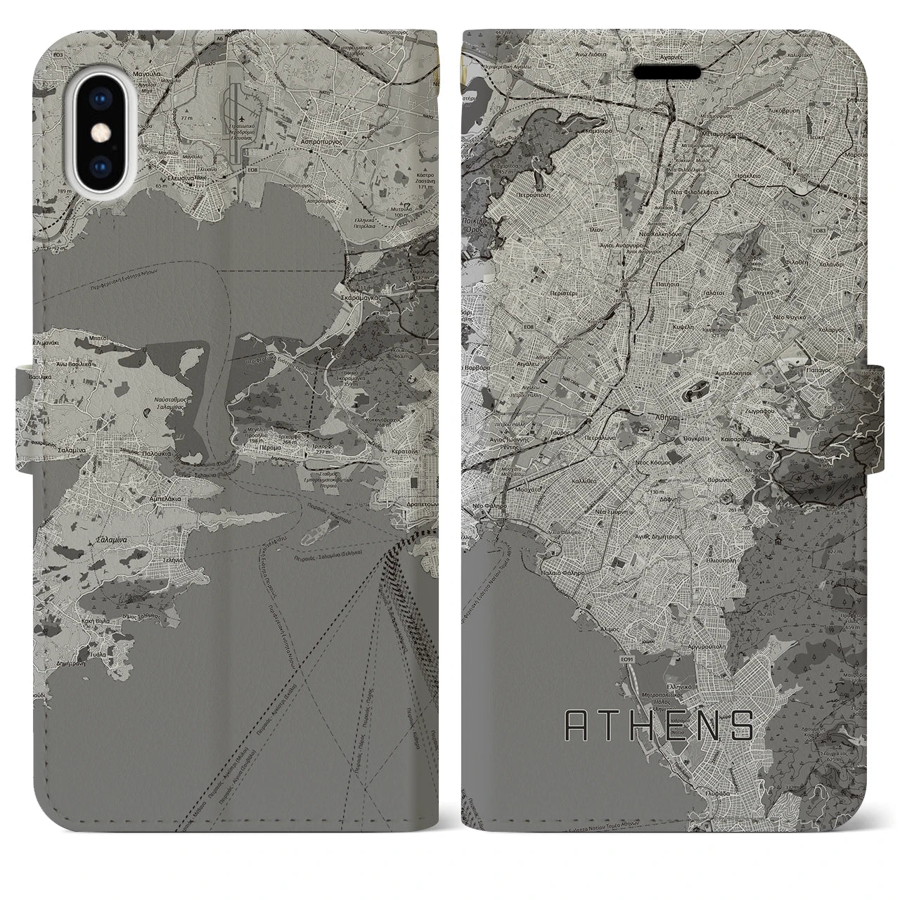 【アテネ(ギリシャ)】地図柄iPhoneケース(手帳タイプ)