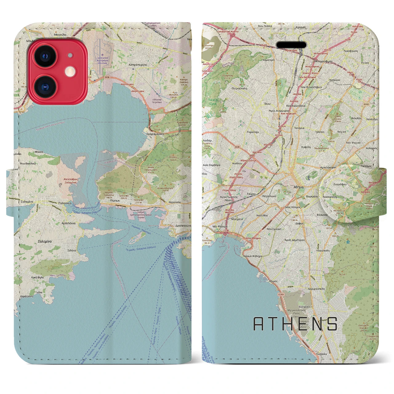 【アテネ(ギリシャ)】地図柄iPhoneケース(手帳タイプ)