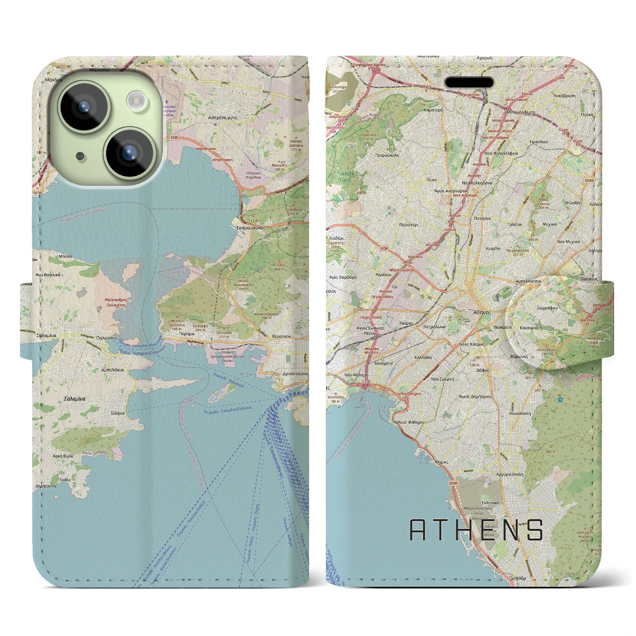 【アテネ(ギリシャ)】地図柄iPhoneケース(手帳タイプ)