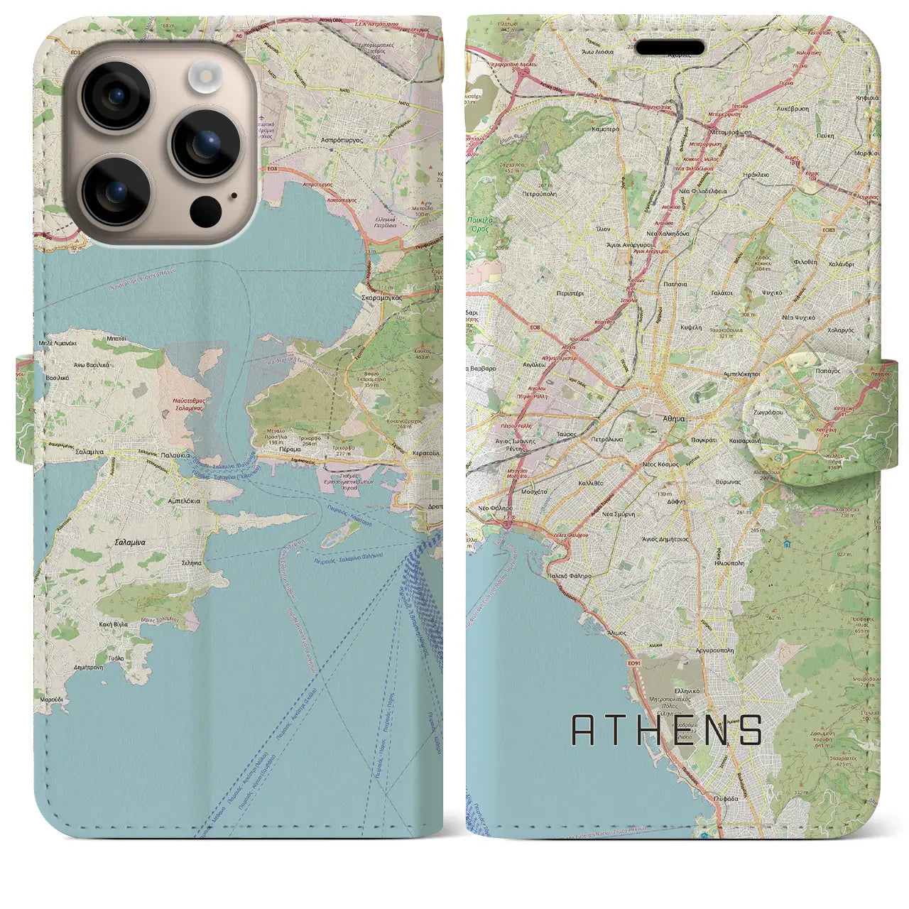 【アテネ(ギリシャ)】地図柄iPhoneケース(手帳タイプ)