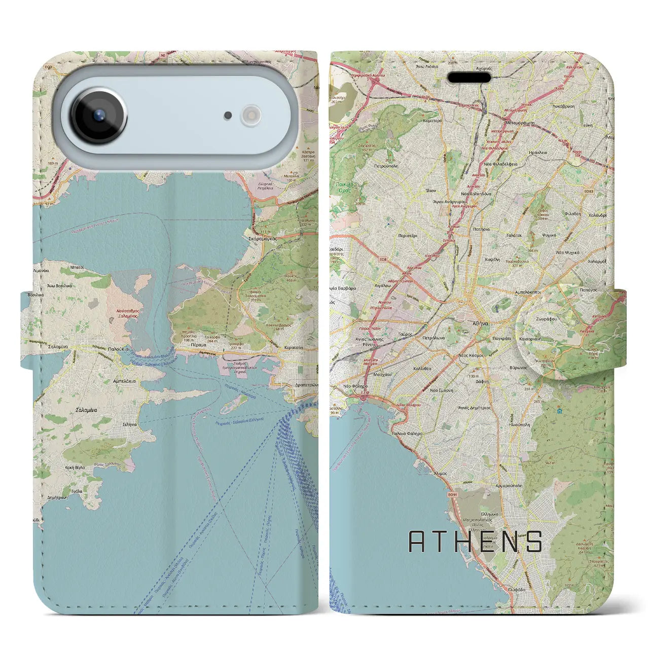 【アテネ(ギリシャ)】地図柄iPhoneケース(手帳タイプ)
