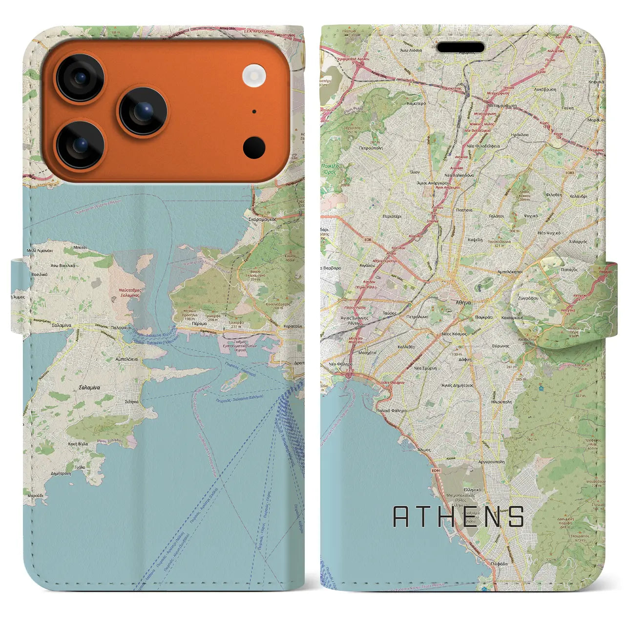 【アテネ(ギリシャ)】地図柄iPhoneケース(手帳タイプ)