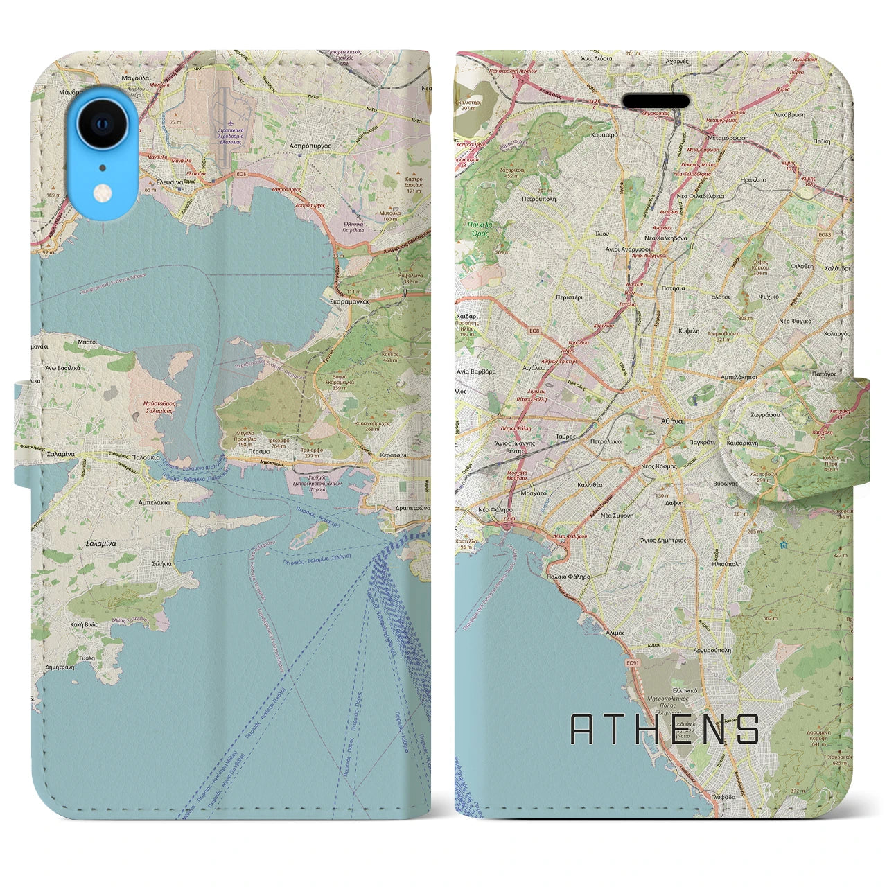 【アテネ(ギリシャ)】地図柄iPhoneケース(手帳タイプ)