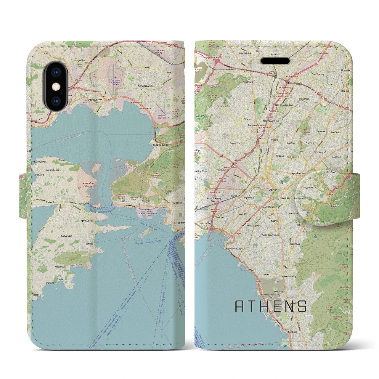 【アテネ(ギリシャ)】地図柄iPhoneケース(手帳タイプ)