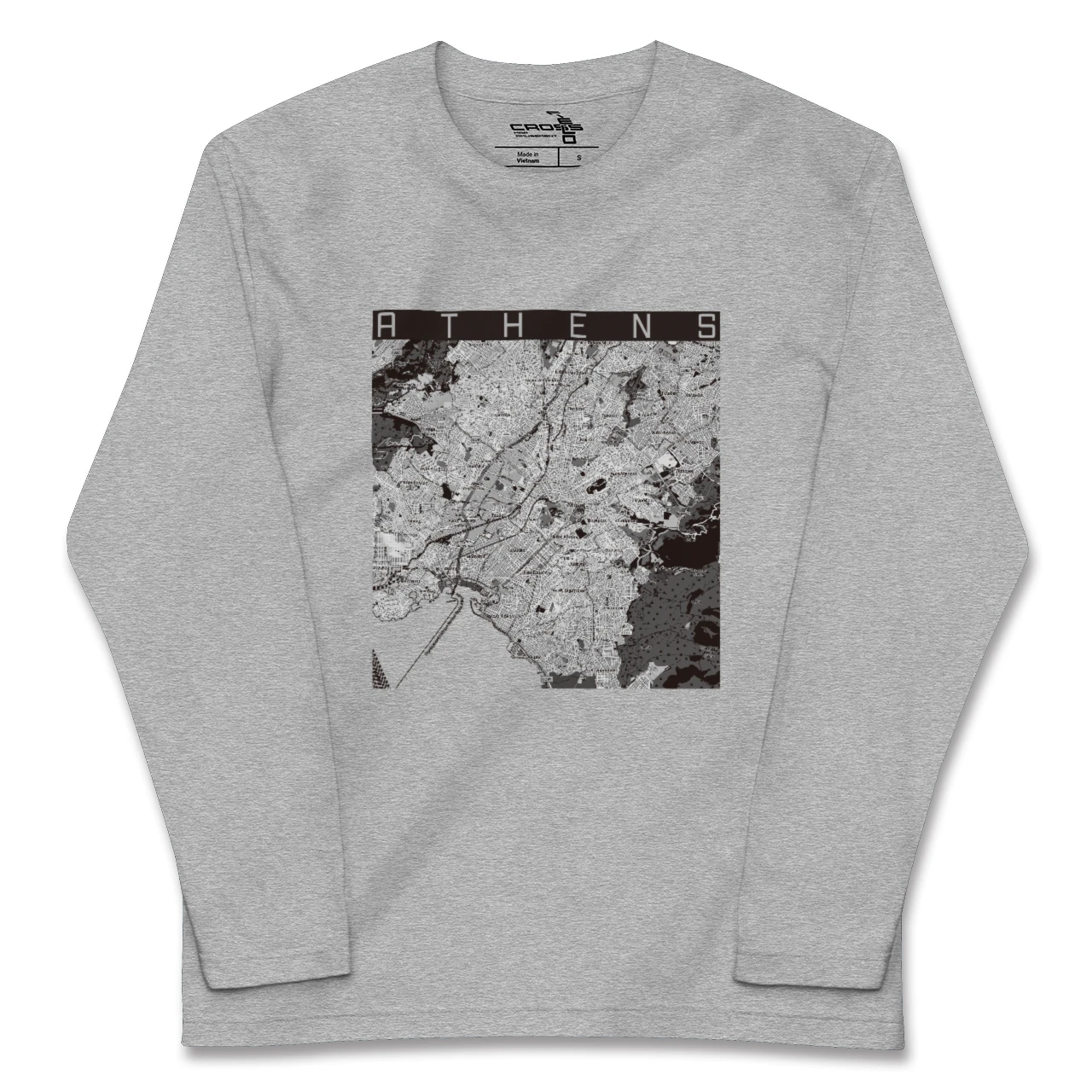 【アテネ(ギリシャ)】地図柄ロングスリーブTシャツ