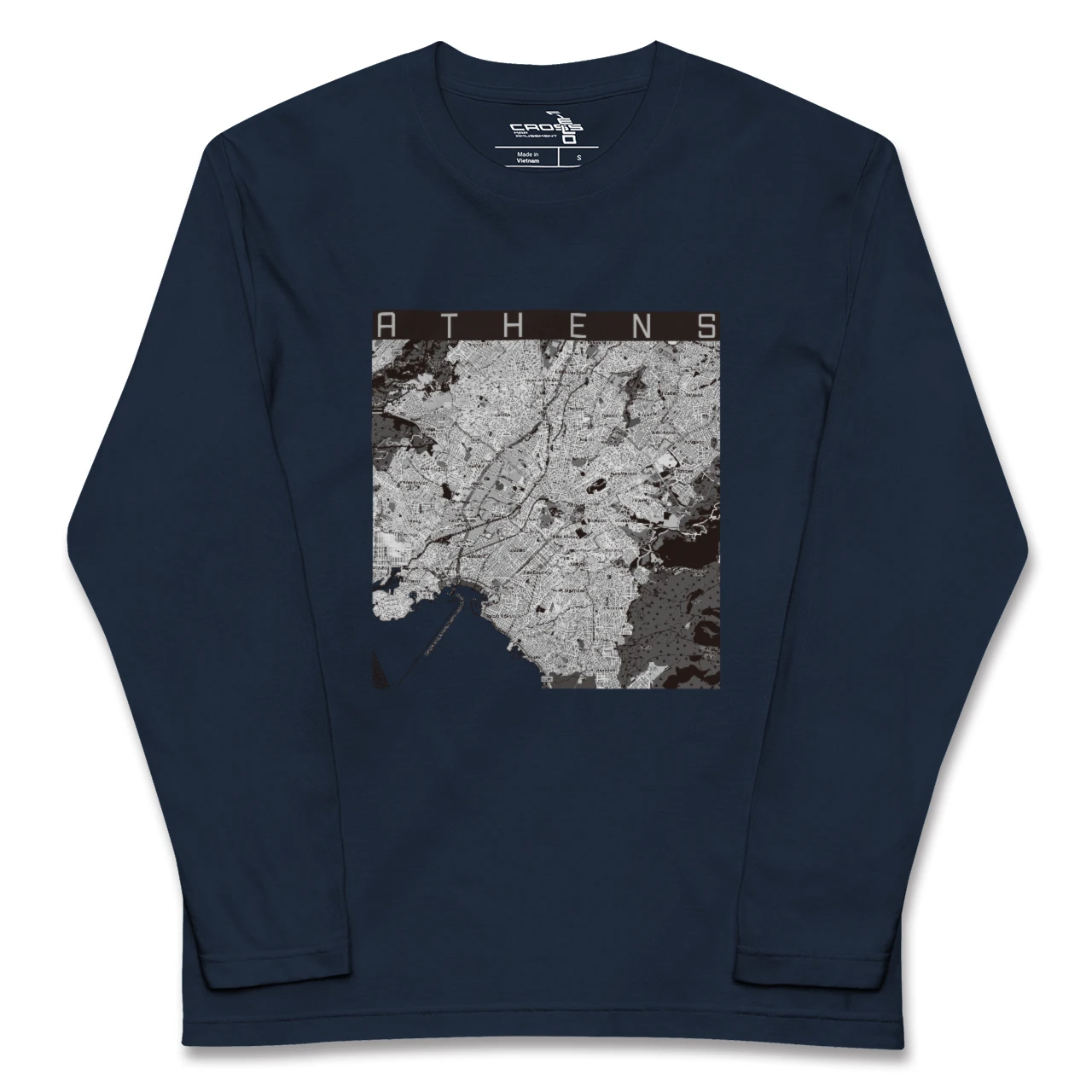 【アテネ(ギリシャ)】地図柄ロングスリーブTシャツ