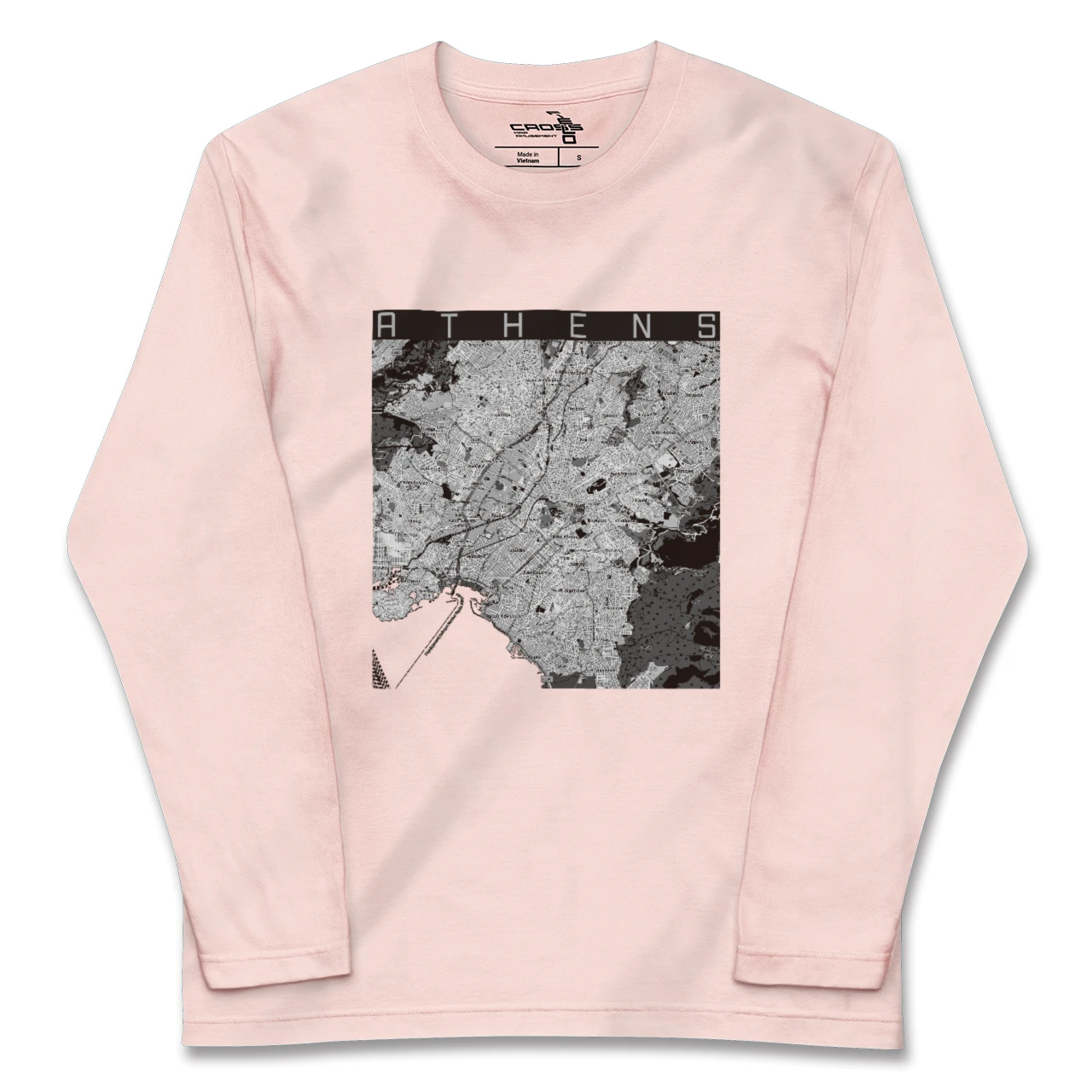 【アテネ(ギリシャ)】地図柄ロングスリーブTシャツ