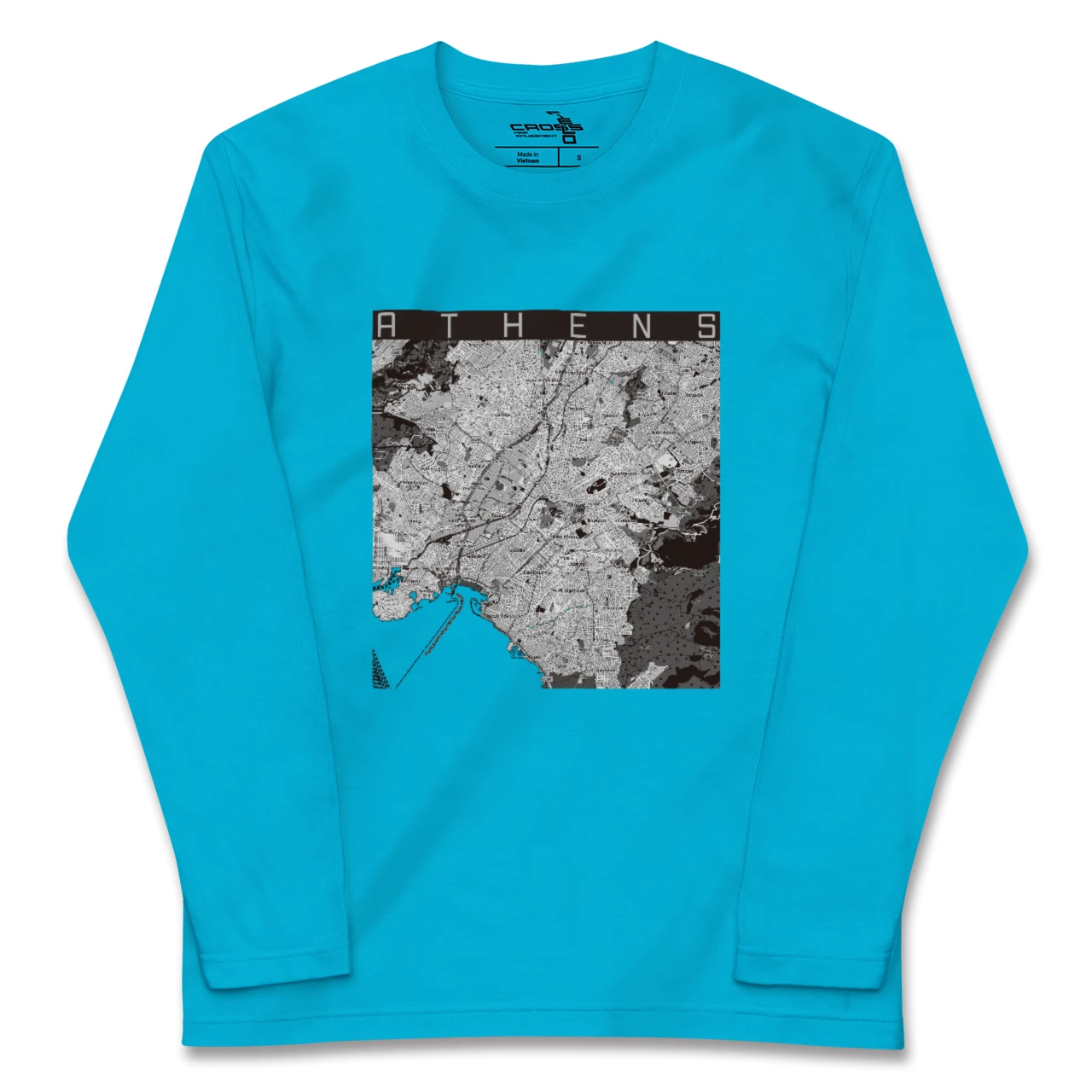 【アテネ(ギリシャ)】地図柄ロングスリーブTシャツ
