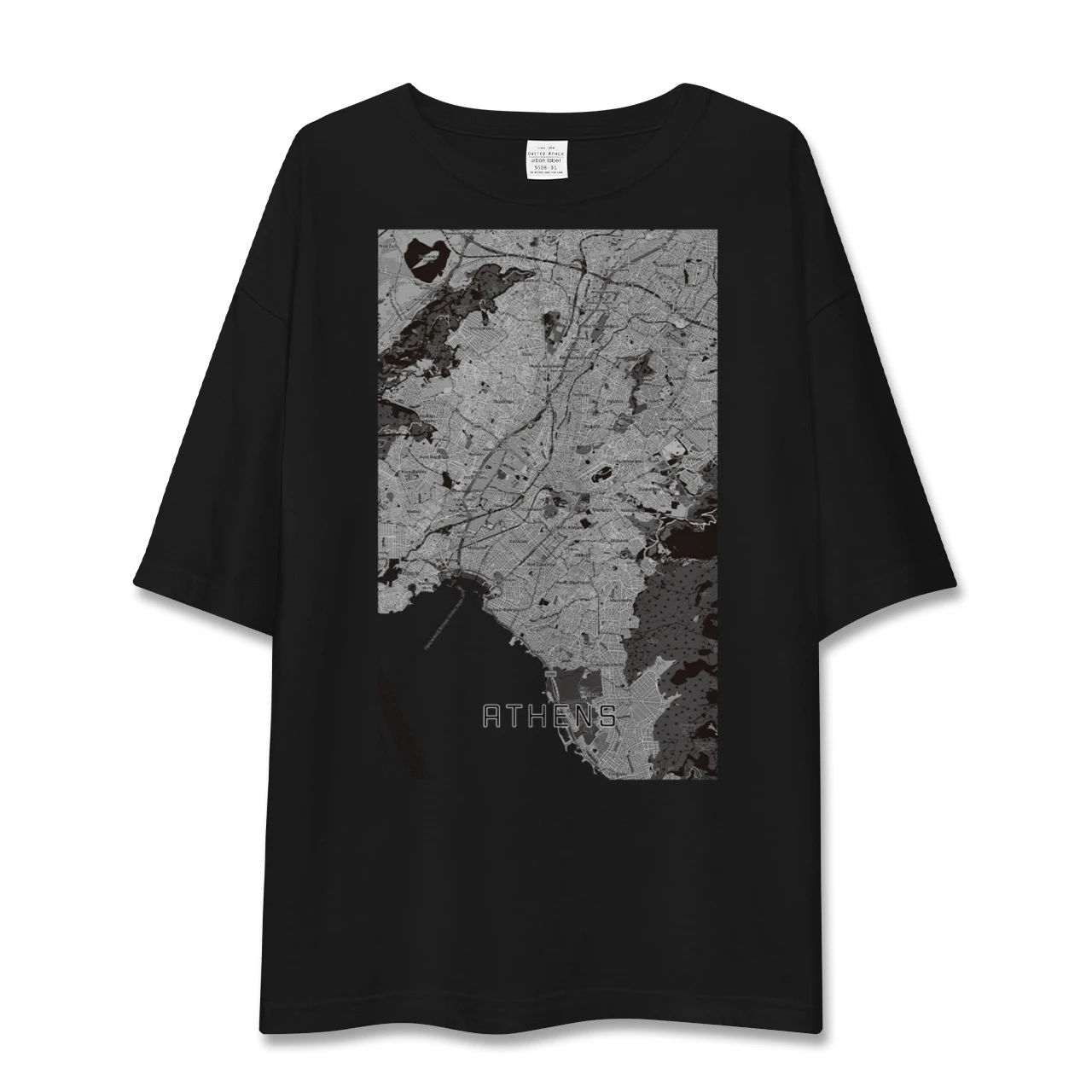 【アテネ(ギリシャ)】地図柄ビッグシルエットTシャツ