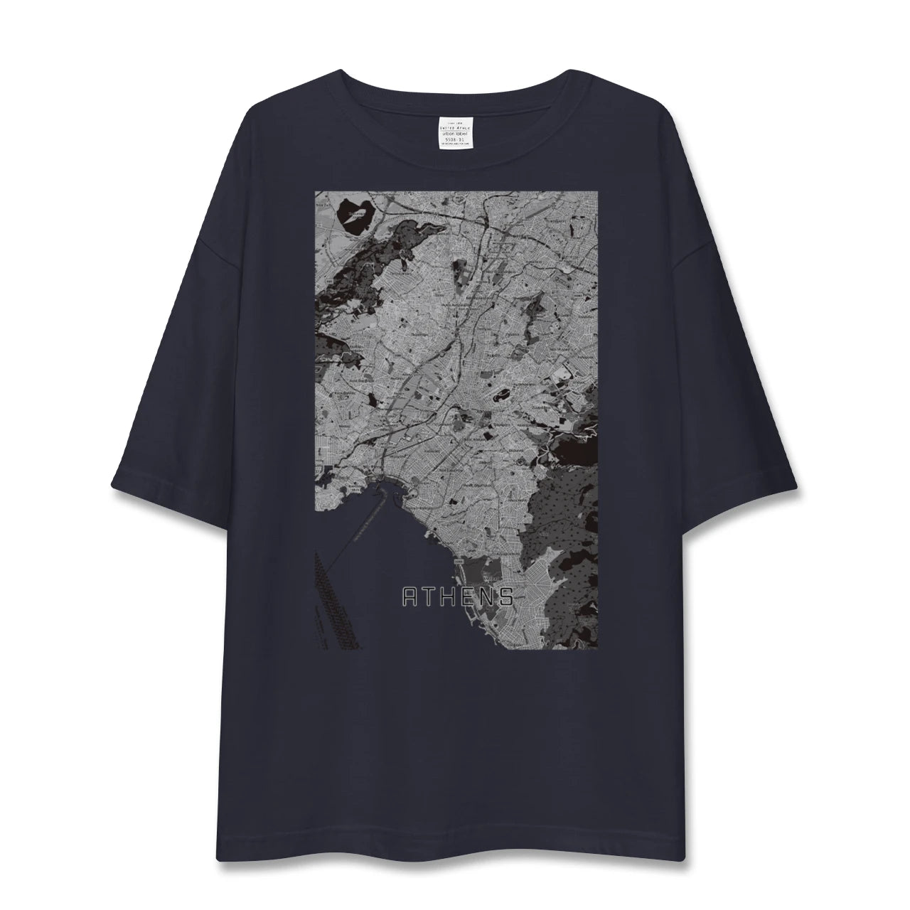 【アテネ(ギリシャ)】地図柄ビッグシルエットTシャツ