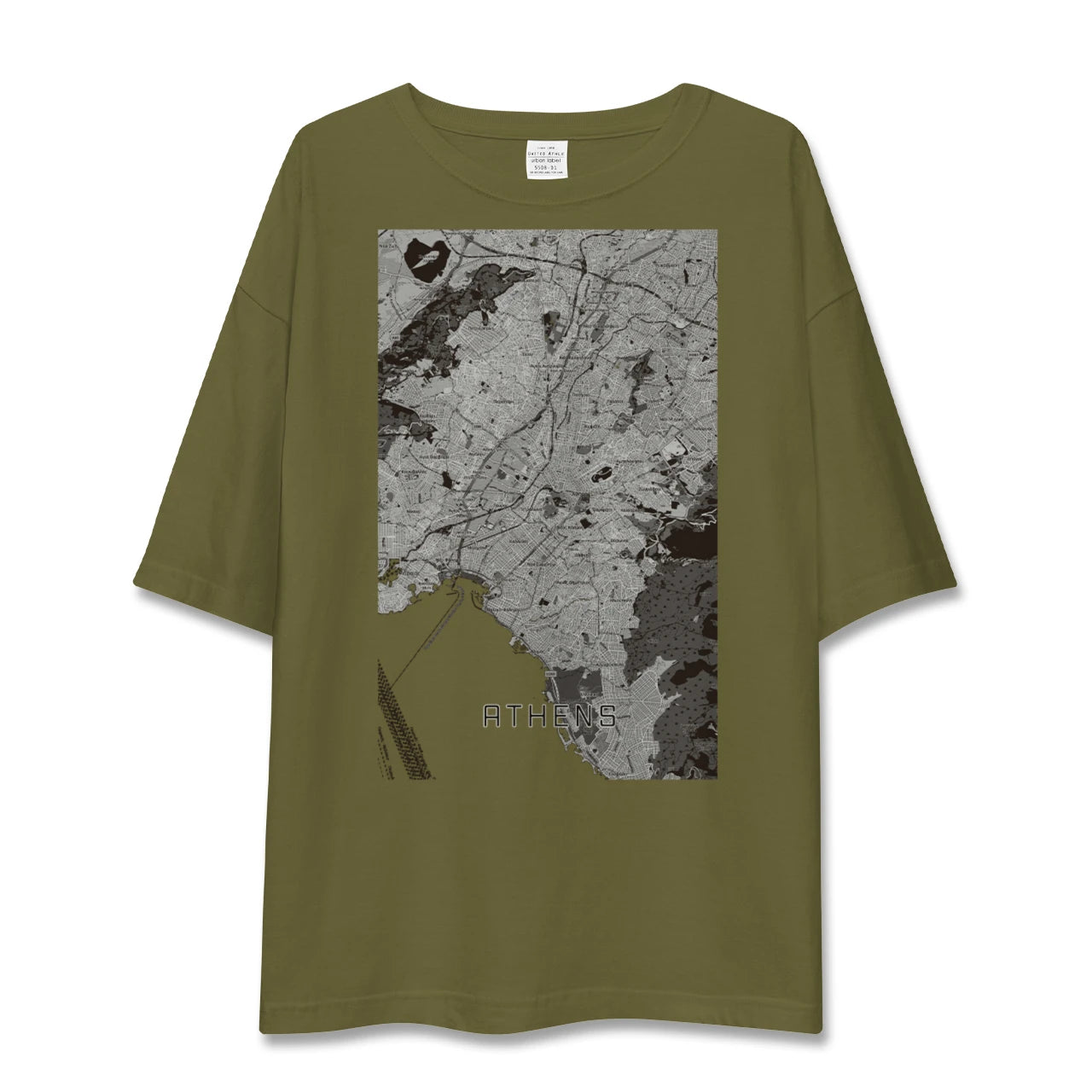 【アテネ(ギリシャ)】地図柄ビッグシルエットTシャツ
